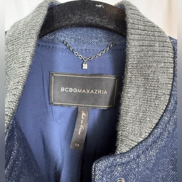 BCBGMaxazaria Denim Varsity Jacket Size XS - Picture 5 of 8